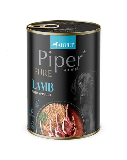 PIPER Pure Lammfleisch mit Spinat 400g Nassfutter für Hunde