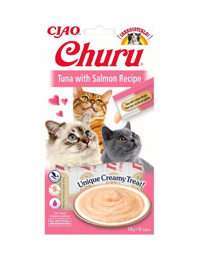 INABA Churu Cat cremiger Thunfisch und Lachs Katzenleckerli 56 g