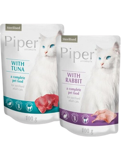 PIPER Sterilised Kaninchen Thunfisch 24x100 g Nassfutter für Katzen nach Sterilisation