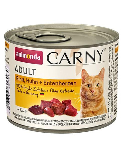 ANIMONDA Carny Adult RIND, HUHN + ENTENHERZEN 200 g