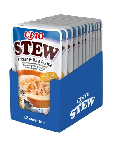 INABA CIAO Stew Hühner- und Thunfischgericht für Katzen 12x40 g