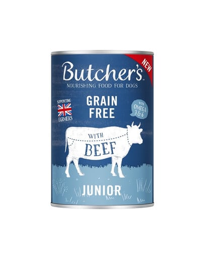 BUTCHER'S Original Junior Mix: Rindfleisch und Hühnerfleisch in Gelee für Welpen 6x400g