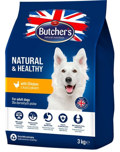 BUTCHER'S Natural&Healthy Hundetrockenfutter mit Huhn 6 kg (2 x 3 kg)