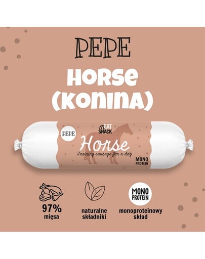 PAKA ZWIERZAKA PEPE Meat Snack Pferdefleischwurst für Hunde 200g