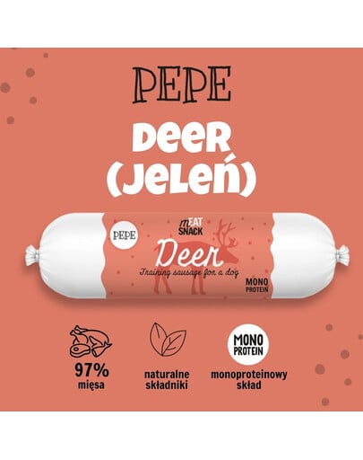 PAKA ZWIERZAKA PEPE Meat Snack Hirschwurst für Hunde 200g