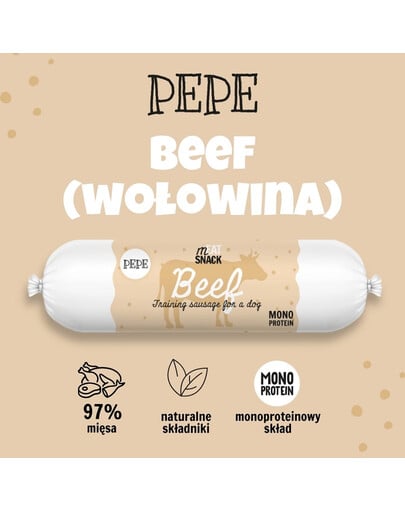 PAKA ZWIERZAKA PEPE Meat Snack Rindfleischwurst für Hunde 200g