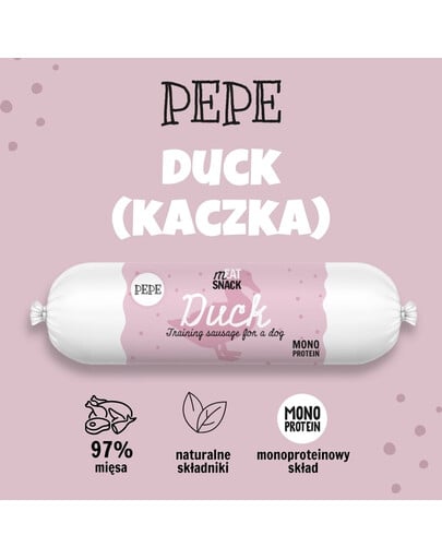 PAKA ZWIERZAKA PEPE Meat Snack Entenwurst für Hunde 200g