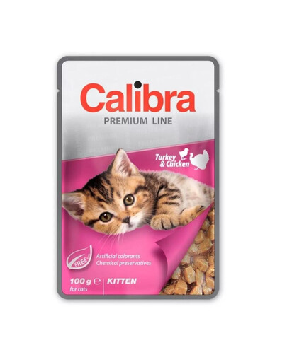 CALIBRA Cat Premium Line Kitten Turkey&Chicken 100 g mit Truthahn und Huhn für Kätzchen