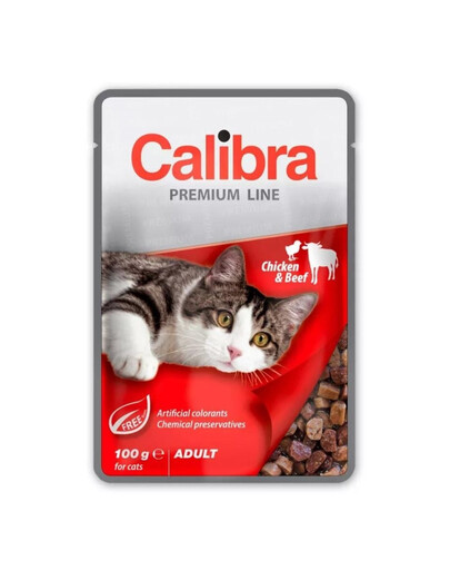 CALIBRA Cat Premium Line Adult Chicken&Beef 100 g mit Rind und Huhn für Katzen