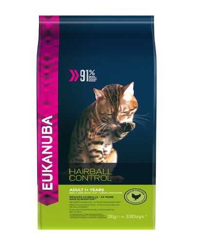 EUKANUBA Cat Hairball Control Adult All Breeds Chicken & Liver 2 kg