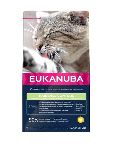 EUKANUBA Cat Hairball Control Adult All Breeds Chicken & Liver 2 kg