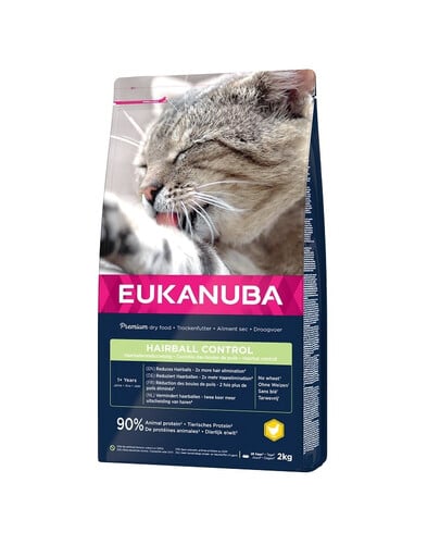 EUKANUBA Cat Hairball Control Adult All Breeds Chicken & Liver 2 kg