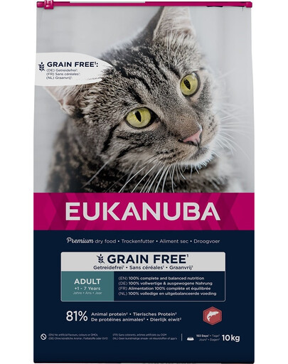 EUKANUBA Grain Free Adult Lachs 10 kg für erwachsene Katzen