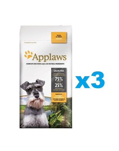 APPLAWS Senior All Breeds Chicken 6 kg (3x2 kg) mit Huhn für ältere Hunde