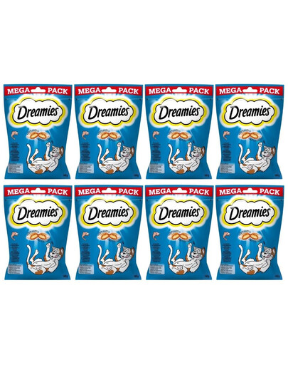 8x180 g DREAMIES Mega Pack Katzensnacks mit Lachs