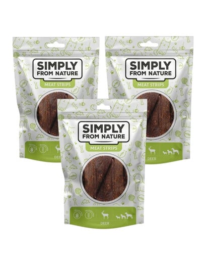 SIMPLY FROM NATURE Meat Strips Hirsch für Hunde 3x80 g