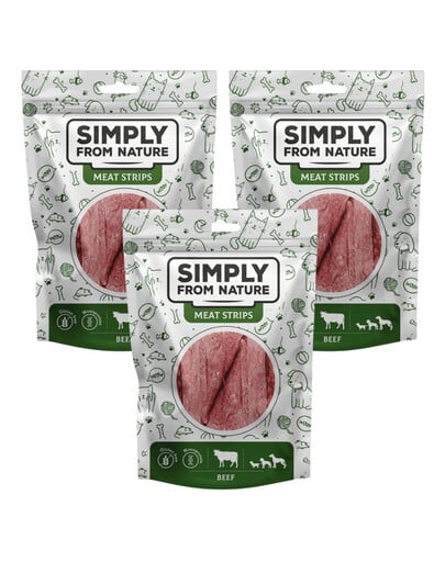 SIMPLY FROM NATURE Meat Strips Rindfleischstreifen für Hunde 3 x 80 g