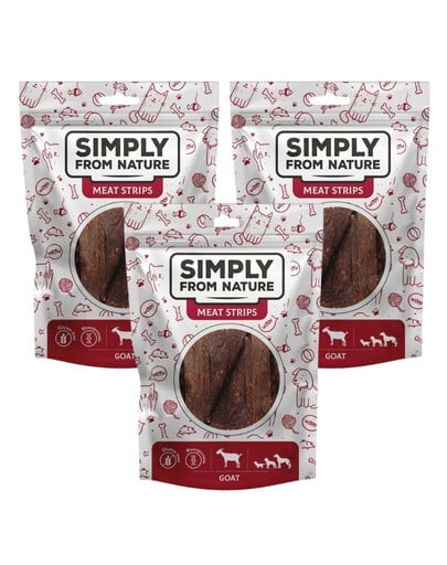 SIMPLY FROM NATURE Meat Strips Ziege für Hunde 3x80 g