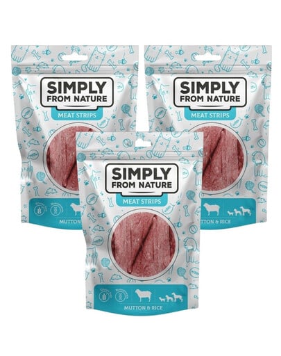 SIMPLY FROM NATURE Meat Strips Lamm und Reis für Hunde 3x80 g