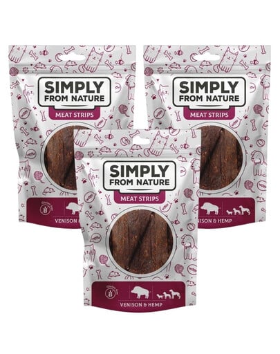 SIMPLY FROM NATURE Meat Strips Wild und Hanf für Hunde 3x80 g