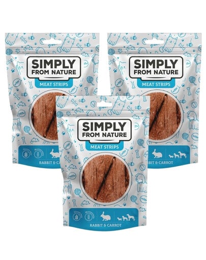 SIMPLY FROM NATURE Meat Strips Kaninchen und Karotte für Hunde 3x80 g