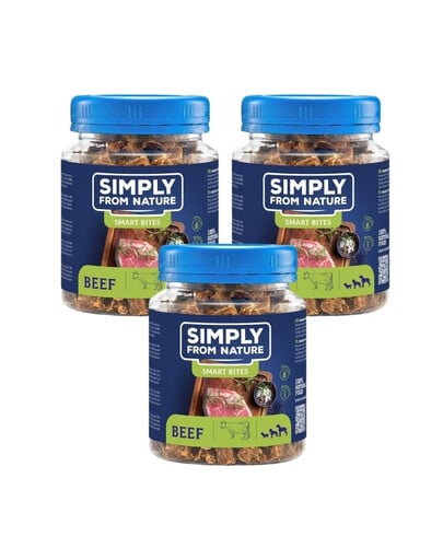 SIMPLY FROM NATURE Smart Bites Rindfleisch für Hunde 3x130 g