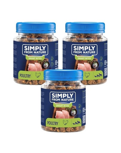 SIMPLY FROM NATURE Smart Bites Geflügel für Hunde 3x130 g