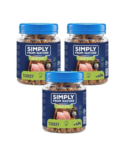 SIMPLY FROM NATURE Smart Bites Truthahn für Hunde 3x130 g