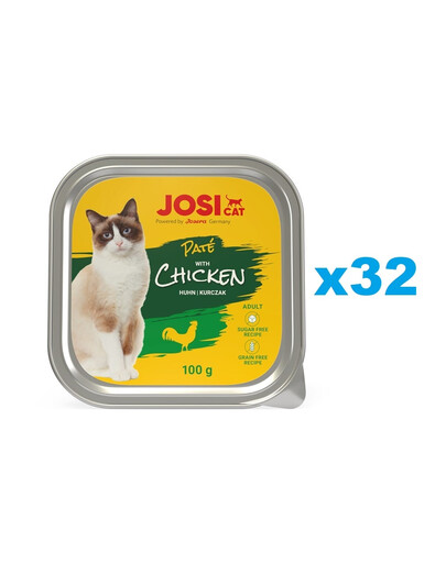 JOSERA JosiCat Nassfutter Pastete mit Huhn für Katzen 32x100g