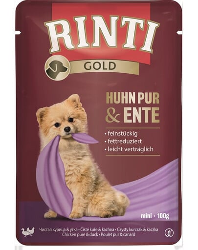 RINTI Chicken Pure&Duck Mini Huhn und Ente Beutel für kleine Rassen 100 g