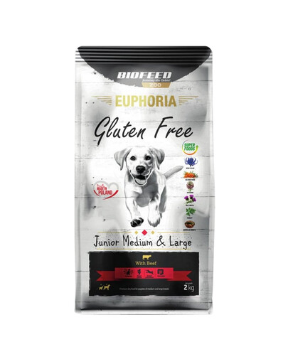 BIOFEED EUPHORIA Gluten Free mit Rindfleisch für mittlere und große Rassen 12 kg