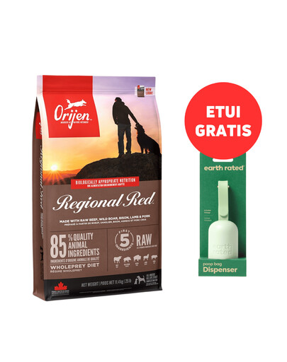 ORIJEN Regional Red 11,4 kg + EARTH RATED Etui - Unparfümierte Beutel 15 Stk. GRATIS