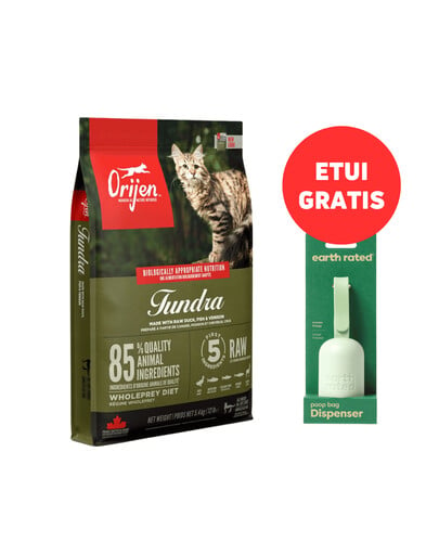 ORIJEN Tundra Cat 5.4 kg + EARTH RATED Etui - Unparfümierte Beutel 15 Stk. GRATIS