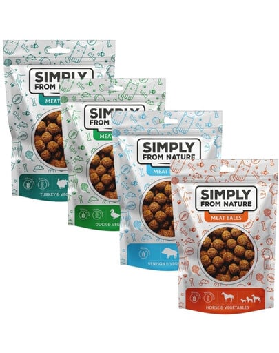 SIMPLY FROM NATURE Fleischbällchen Gemischte Geschmacksrichtungen für Hunde 4x80 g