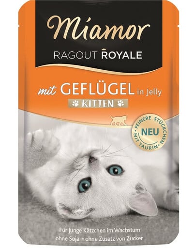 MIAMOR Ragout Royale in Jelly Poultry Kitten Geflügelgelee für Kätzchen 100 g