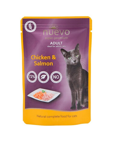 NUEVO Adult mit Huhn und Lachs für Katzen 85 g