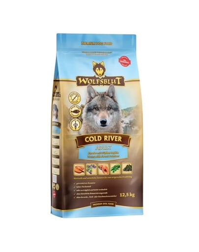 WOLFSBLUT Cold River Adult Hundetrockenfutter mit Forelle und Süßkartoffeln 12,5 kg