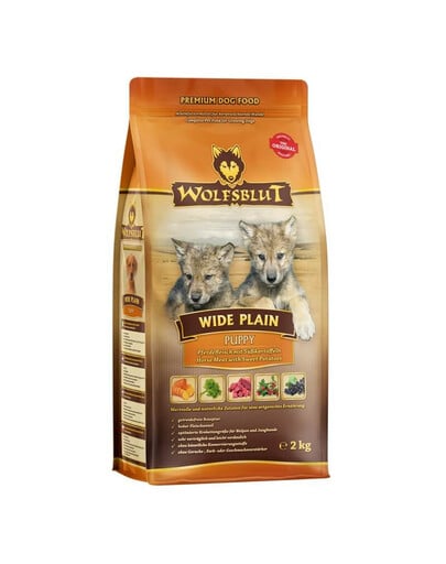 WOLFSBLUT Wide Plain Puppy Trockenfutter für Welpen mit Pferdefleisch und Süßkartoffeln 12,5 kg