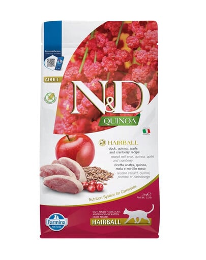 FARMINA N&D Quinoa Cat Hairball Duck, apple, cranberry 1,5 kg