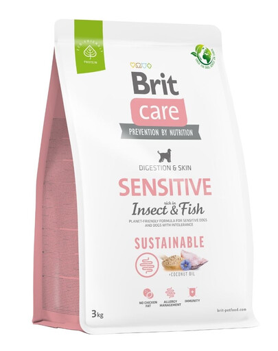 BRIT CARE Dog Sustainable Sensitive fish insekt für erwachsene Hunde mit Fisch und Insekten 3 kg