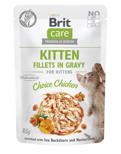 BRIT CARE Fillets in Jelly Pouch Kitten Choice Chicken 24x85g mit Huhn für Kätzchen