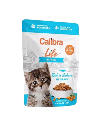 CALIBRA Cat Life Pouch Kitten Salmon in gravy 85 g Lachs in Soße für Kätzchen