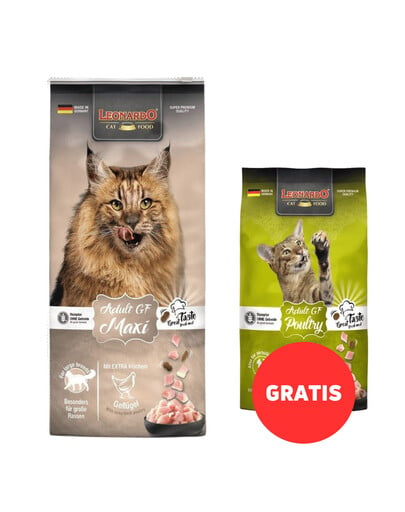 LEONARDO Adult Maxi getreidefreies Katzenfutter für große Rassen 15 kg + Futter 300g GRATIS