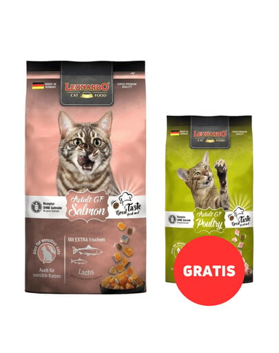 LEONARDO Adult Salmon getreidefreies Trockenfutter mit Lachs für ausgewachsene Katzen 1,8 kg + Futter 300g GRATIS