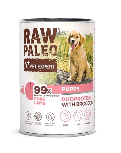 RAW PALEO Pork Lamb Puppy 400g Nassfutter für Welpen aus Schweine- und Lammfleisch