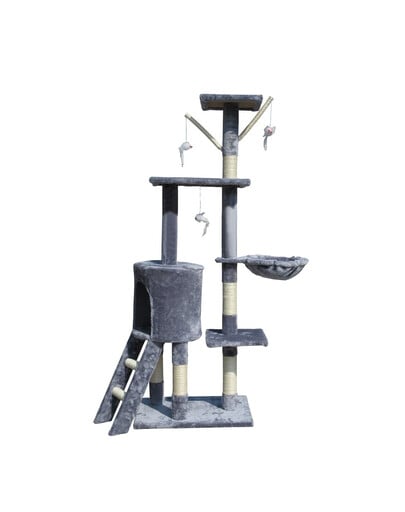 KATIDO Katzen-Spielplatz Kratzbaum 138 cm grau-blau