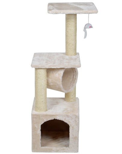 KATIDO Katzenkratzbaum mit Tunnel 92 cm beige