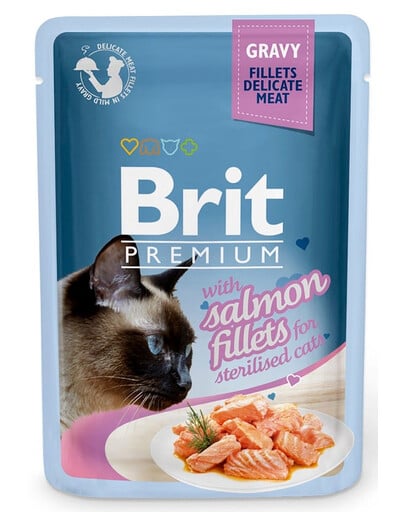 BRIT Premium Cat Delicate fillets in gravy mit Lachs in Sauce für sterilisierte Katzen 24x85g