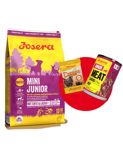 JOSERA Mini Junior 10kg für Welpen kleiner Rassen + 1 x Denties&Meat Lovers GRATIS