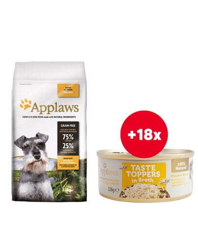 Applaws Dog Senior All Breed Chicken 7,5kg + Hähnchenbrust in Brühe 18 x 156 g GRATIS